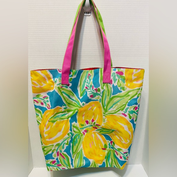 Lilly Pulitzer For Estée Lauder Blue and Pink Tote Canvas Bag - Picture 2 of 6
